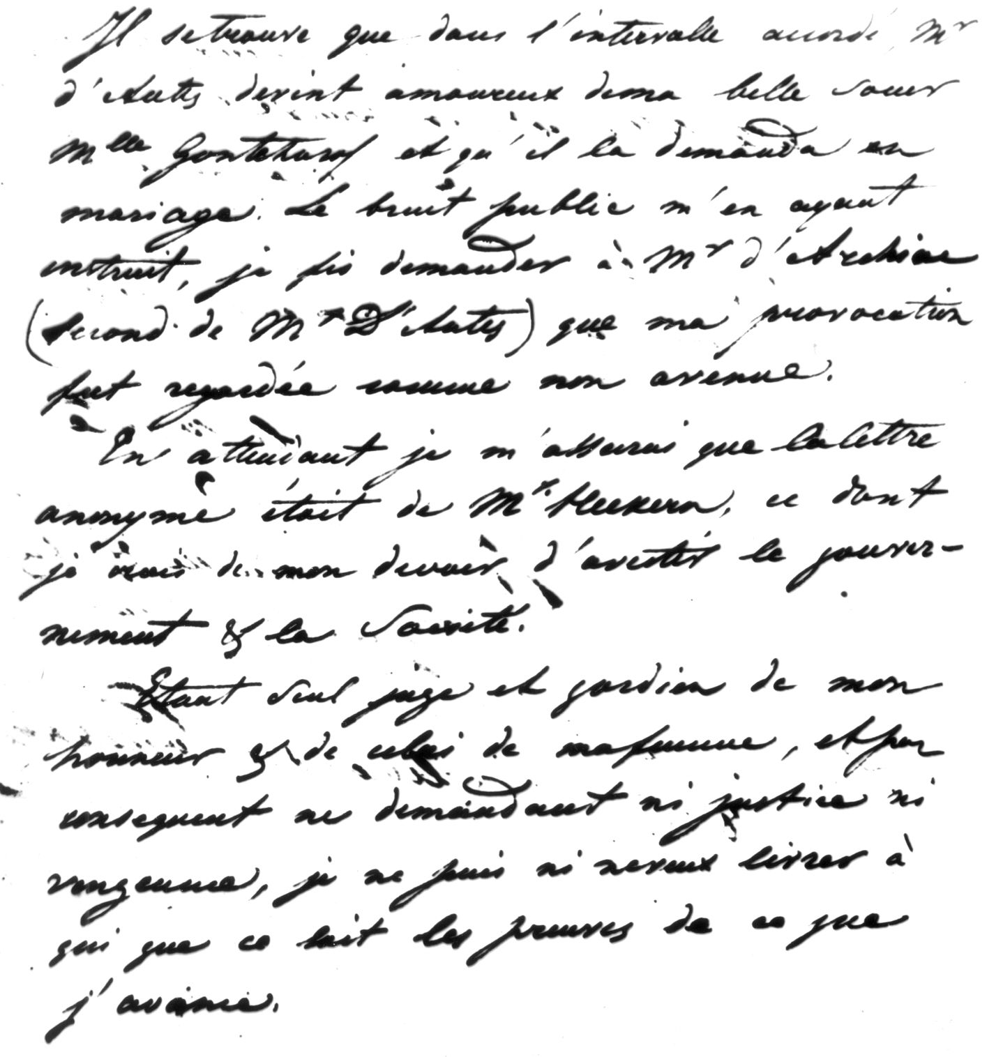 Письмо Пушкина к Бенкендорфу. 2-й лист. Лицевая сторона. Подлинник.