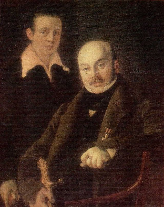 Михаил Фёдорович Орлов с сыном Николаем. Эжен Плюшар. 1840 г.