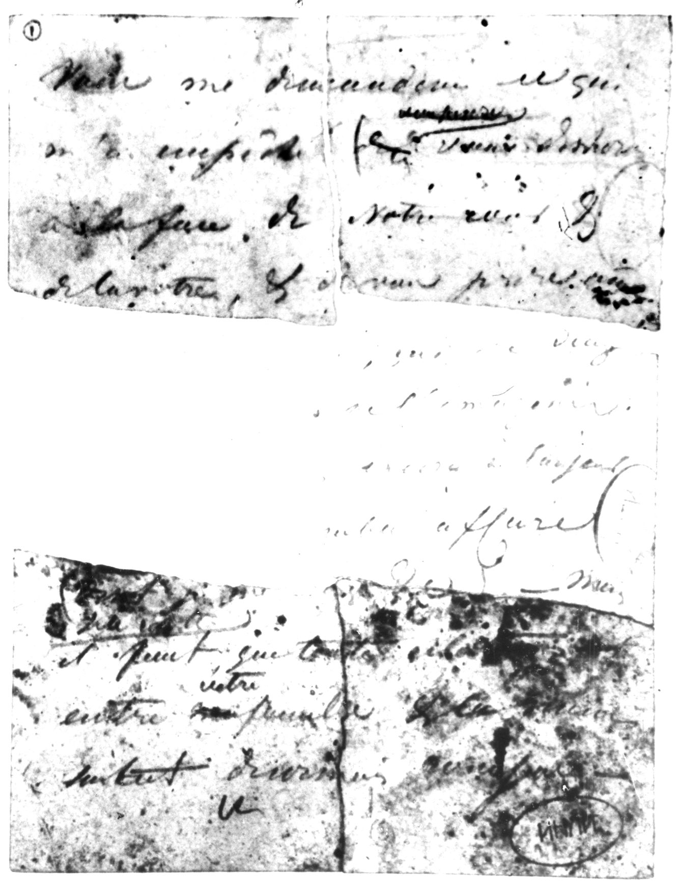 Письмо А.С. Пушкина к Л. Геккерну от 25 января 1837 г. Черновик. Оборотная сторона. Подлинник.
